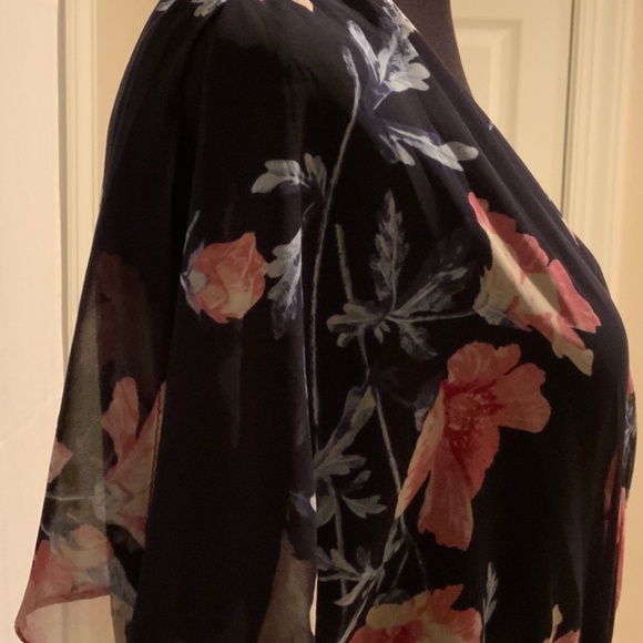 Eliza J Navy Floral High-Low Wrap Dress Size 10 - Picture 8 of 10